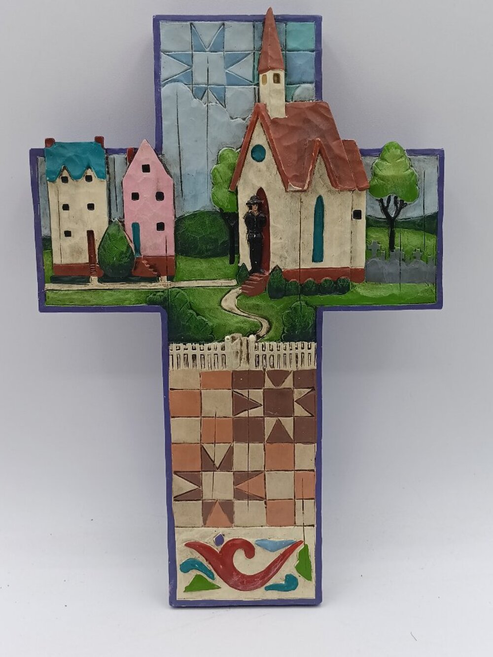 Jim Shore Heartwood Creek Church Village Cross Wall Hanging 4007046 Decor